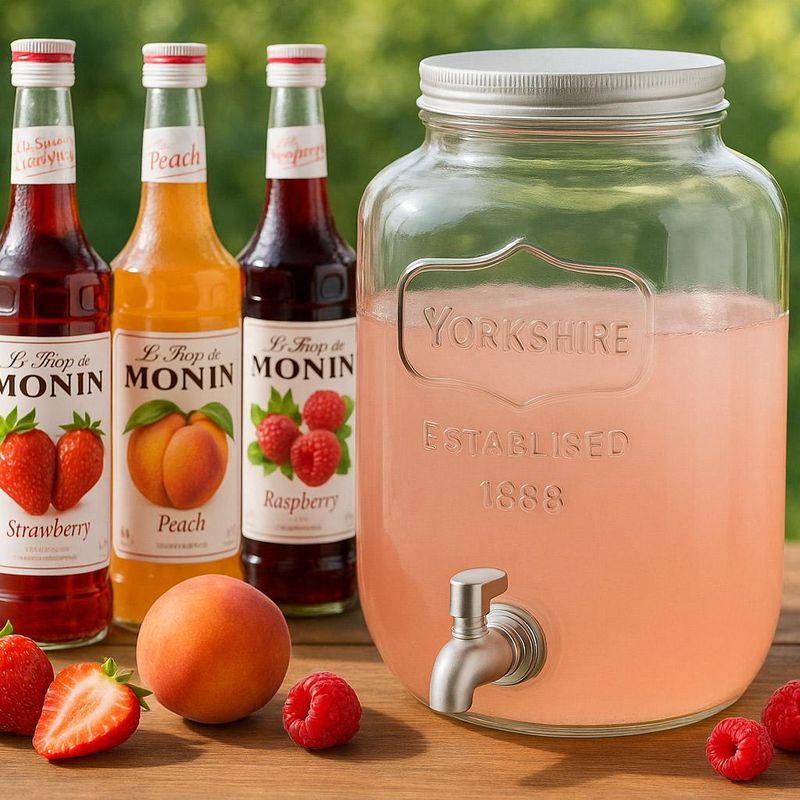 Drikkedispenser og oppbevaringskrukke i glass med tappekran 4 Liter