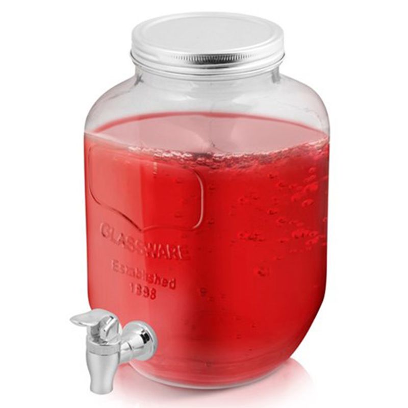 Drikkedispenser og oppbevaringskrukke i glass med tappekran 4 Liter