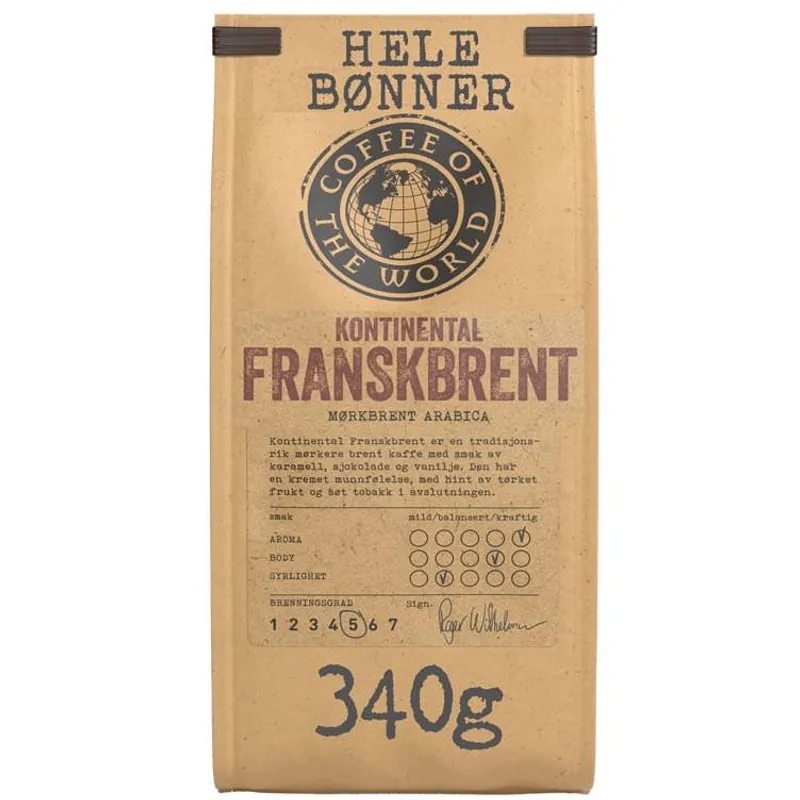 Franskbrent hele bønner 340g cotw