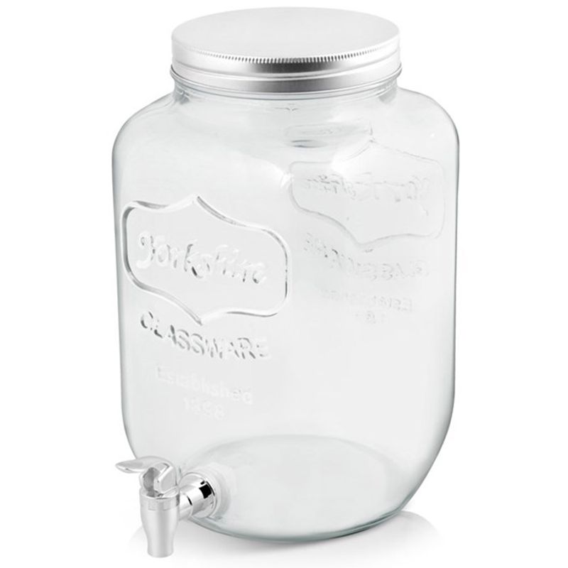 Drikkedispenser og oppbevaringskrukke i glass med tappekran 4 Liter