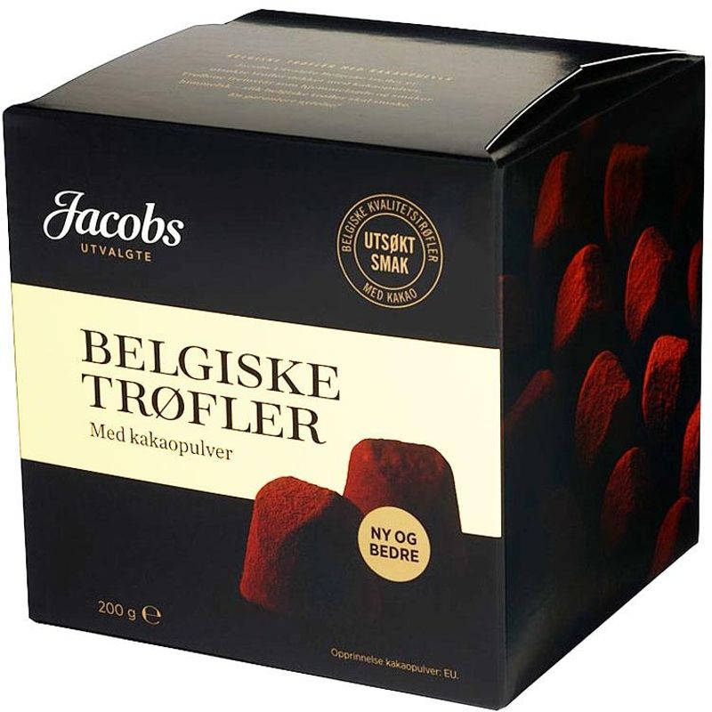 Belgiske trøfler kakao 200g jacobs utvalgte