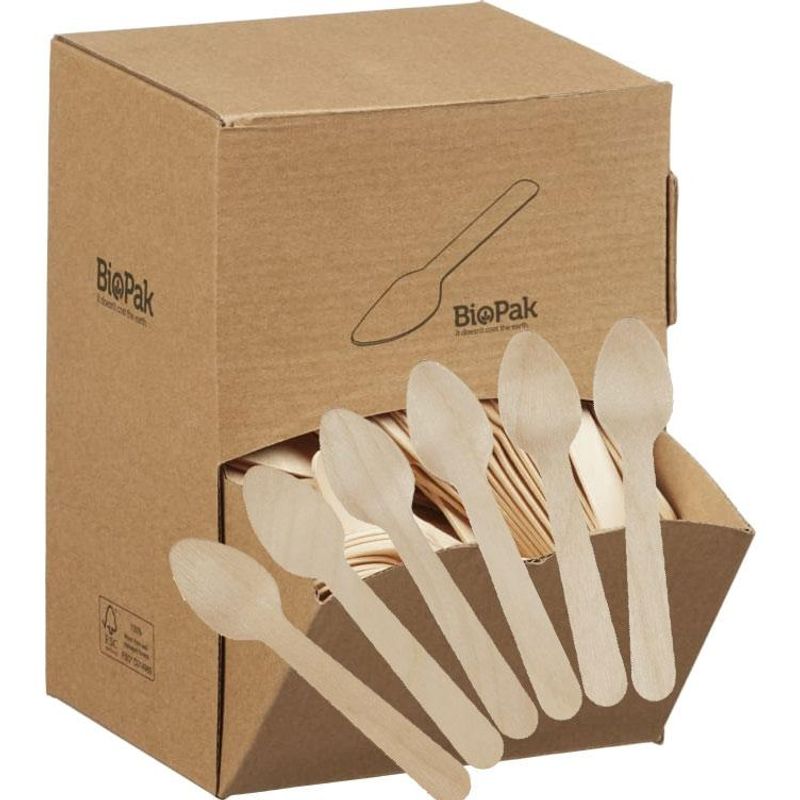 Kaffeskje i Tre 11cm Dispenser 400stk