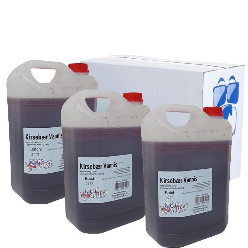 Slush-Vannis Kirsebærsmak 5L Mrslush 3x5 liter