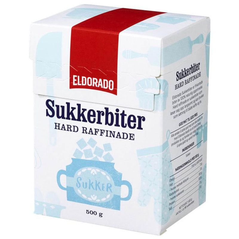 Sukkerbiter hard raffinade 500g eldorado 10 esker